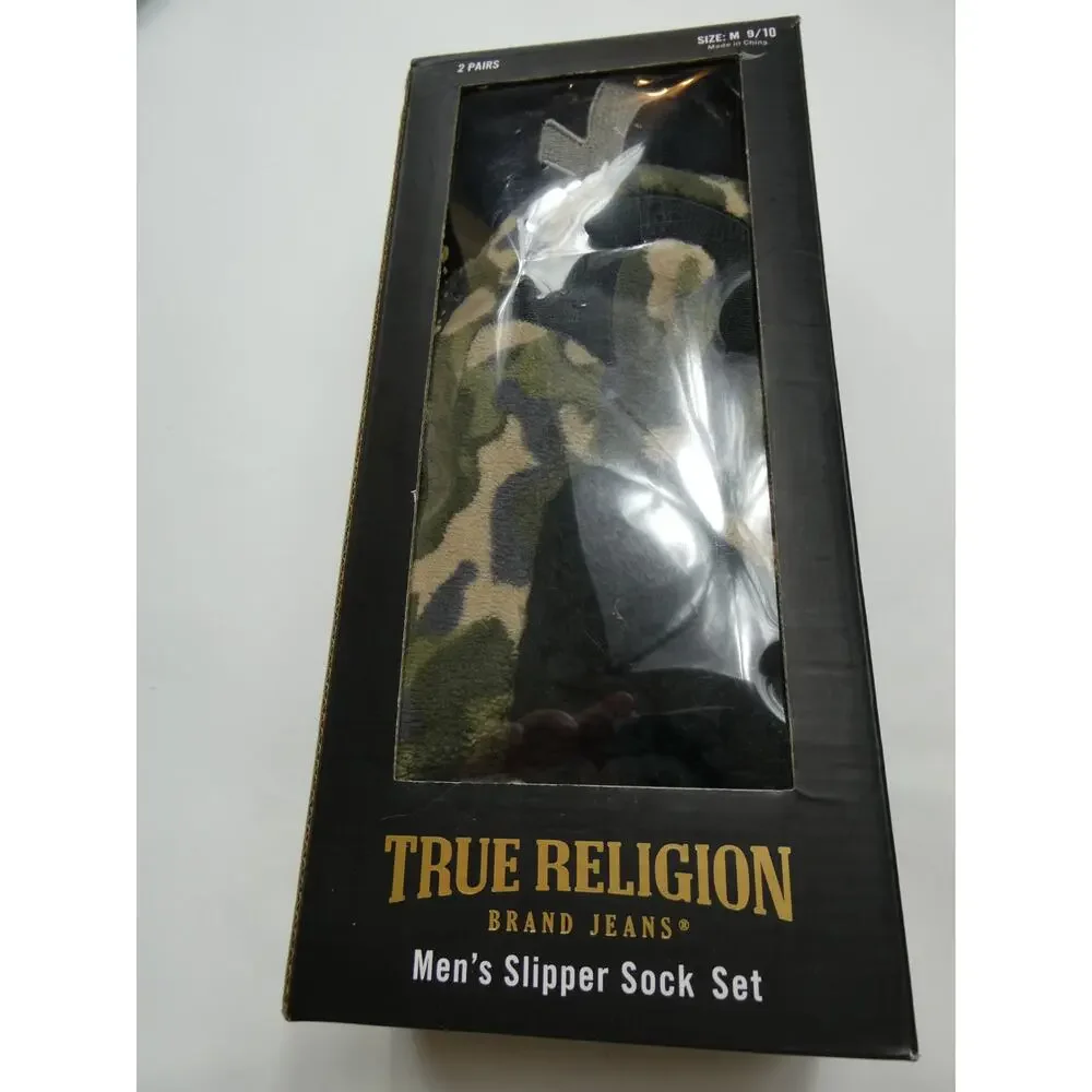 men's TRUE RELIGION 2 pack slipper sock set medium, 9-10, NEW